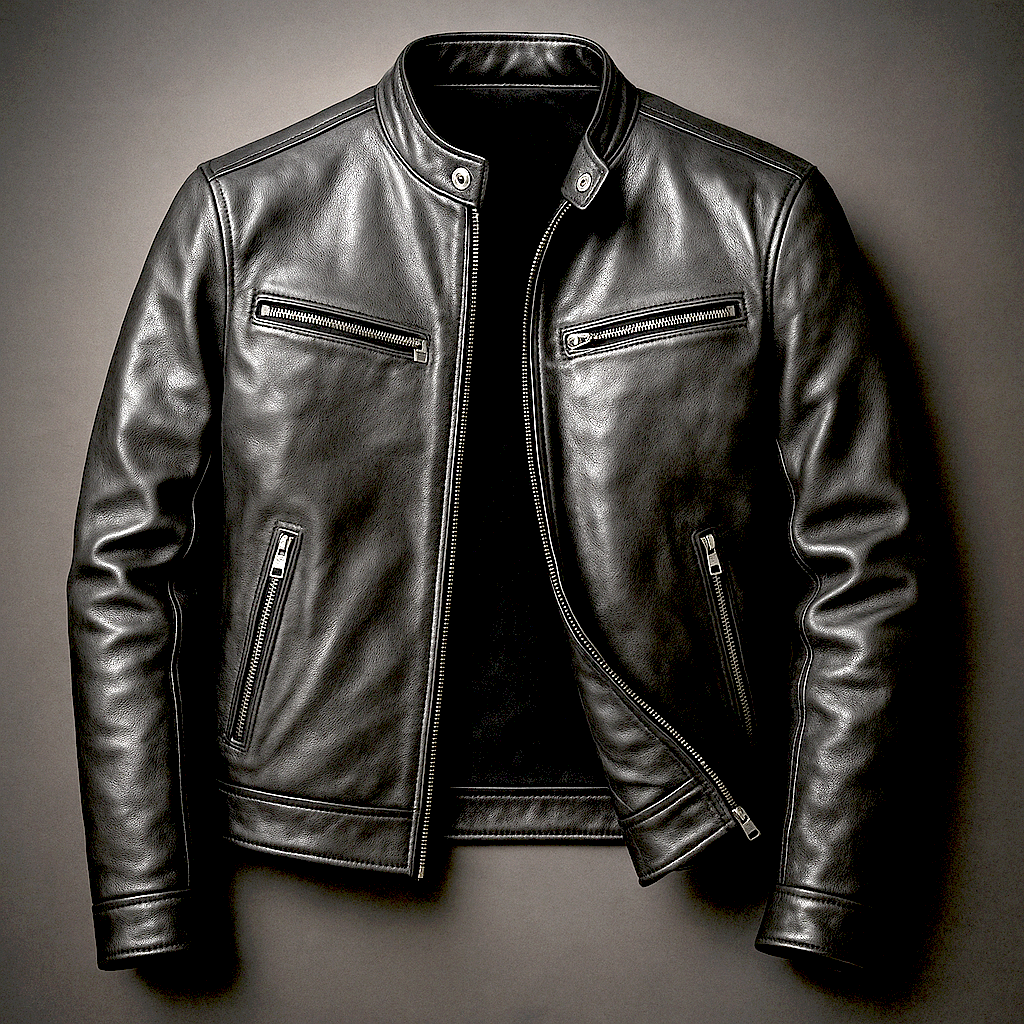 Stilvolle Herren Bikerjacke, perfekt als Übergangsjacke für Frühling und Herbst, kombiniert Mode & Komfort.