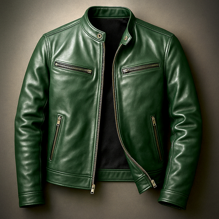 Robuste Herren Bikerjacke mit klassischem Design, vielseitig für Freizeit und Männermode, langlebig.