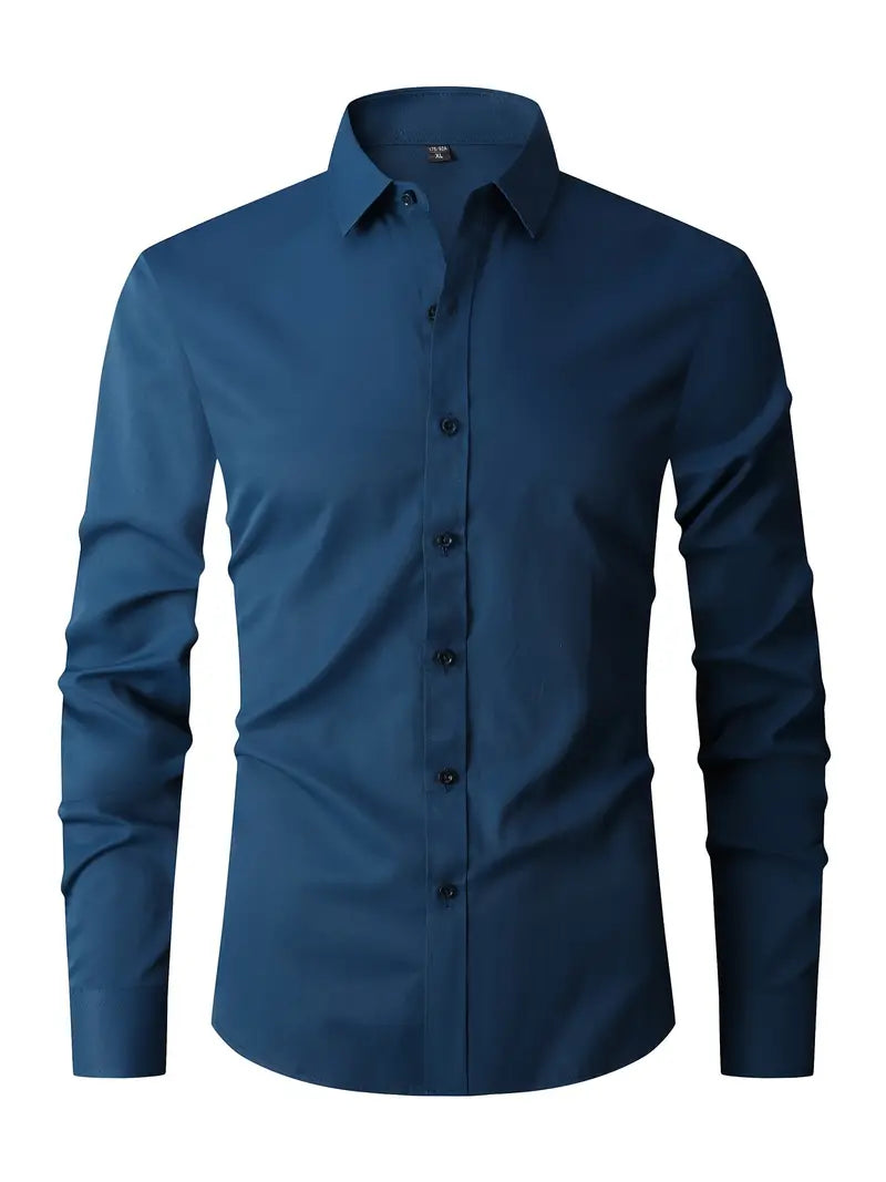 Vielseitiges Herren Langarmhemd. Halbformelles Oberteil, perfekt für ein elegantes Freizeithemd oder Büro-Outfit.