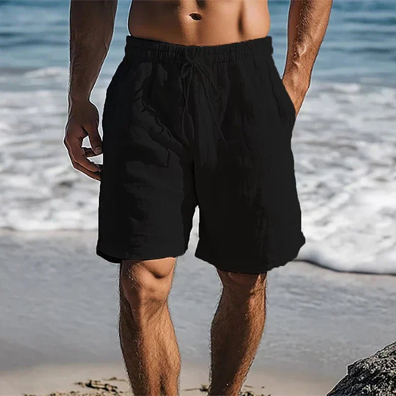 Herren schnelltrocknende Badeshorts mit Kordelzug für Strand & Sommer. Komfortable, mittellange Freizeit-Shorts.