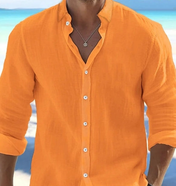 Lässiges Herren Leinenhemd für Freizeit & Business-Casual, atmungsaktiv & pflegeleicht, idealer Sommerstyle.