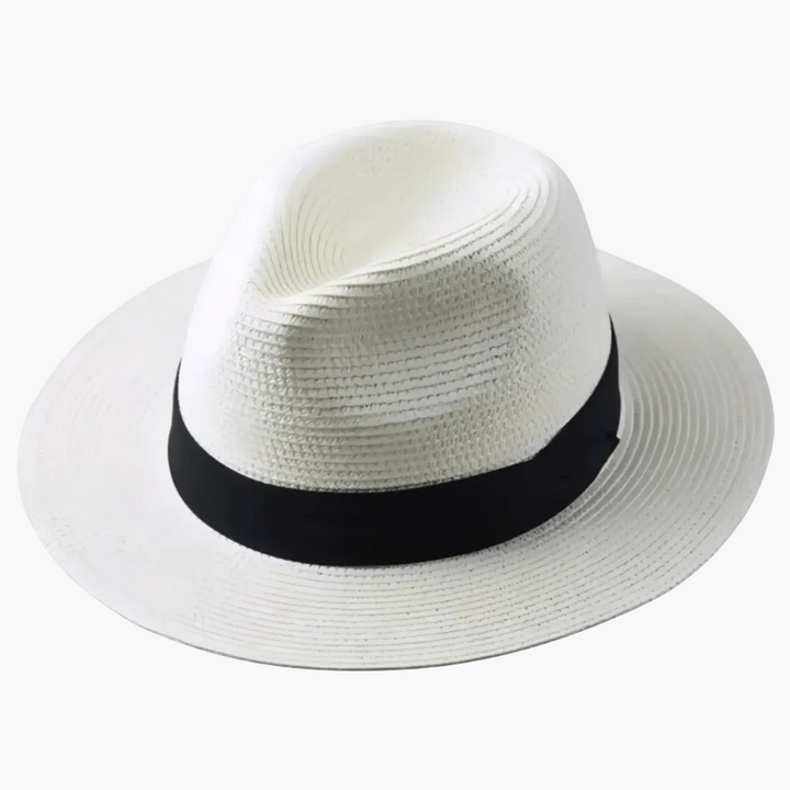 Klassischer Herren Sommerhut aus Naturfasern, Panamahut mit dunklem Band, optimaler Sonnenschutz und Reisehut.