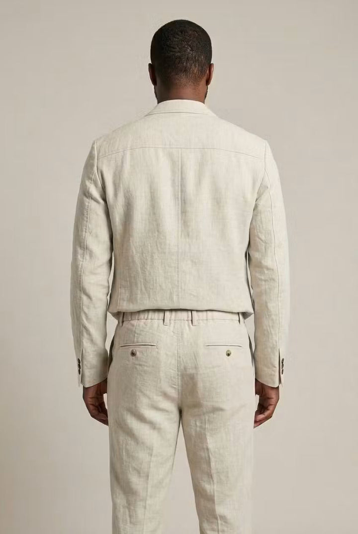 Herren Sakko und passende Hose aus Leinen, Anzug-Set mit relaxter Passform für den Sommer.
