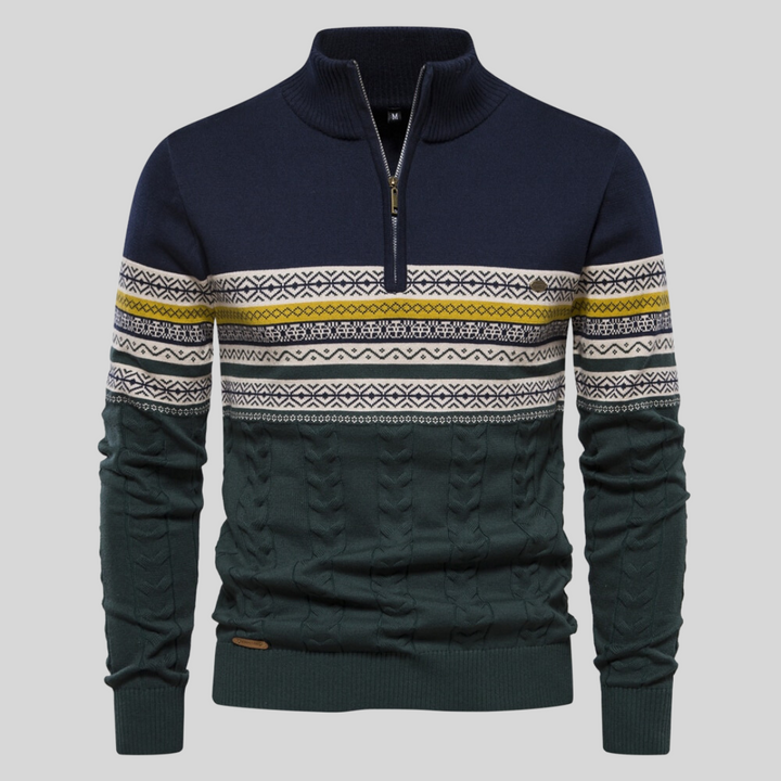 Klassischer Herren Rundhals-Pullover aus hochwertigem Strick, ein Muss für jede stilvolle Wintergarderobe.