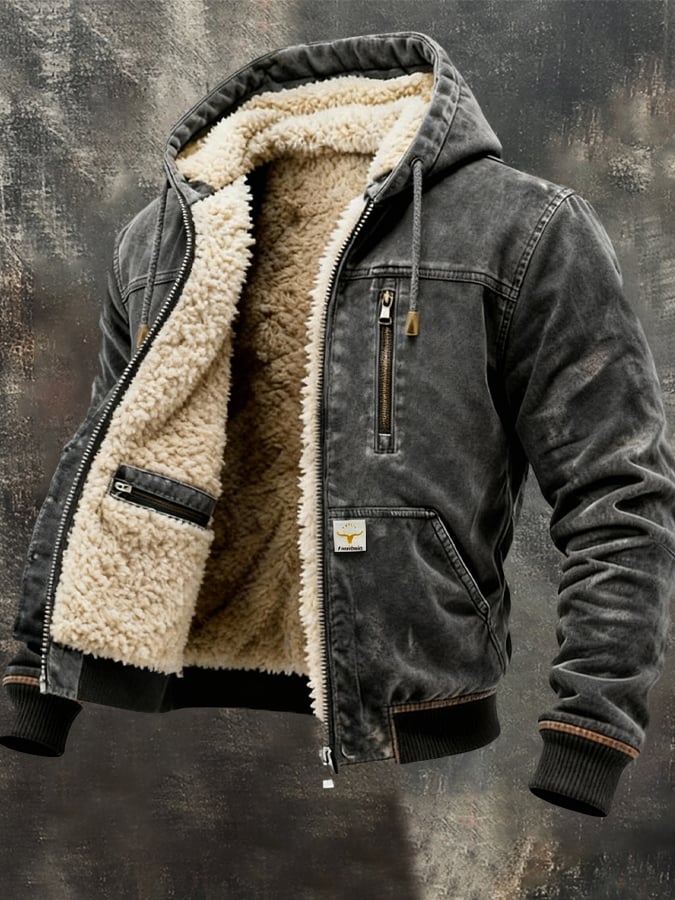 Herren warme Herbstjacke mit Thermofutter im Vintage-Stil. Ideal für Freizeit & Outdoor-Aktivitäten.