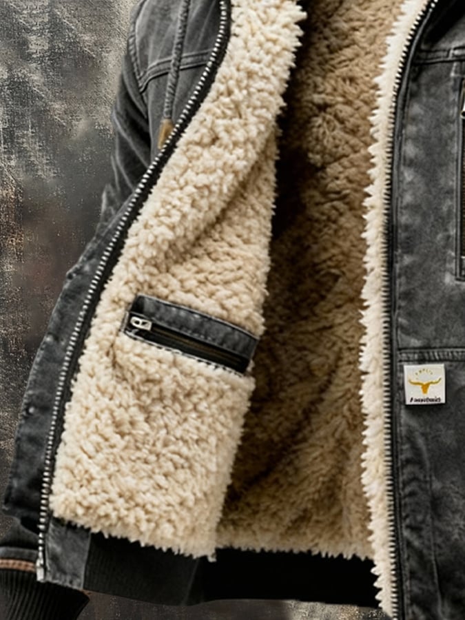 Warme Herren Herbstjacke im Vintage-Stil mit Thermofutter. Ideal für kalte Tage und maskuline Mode.