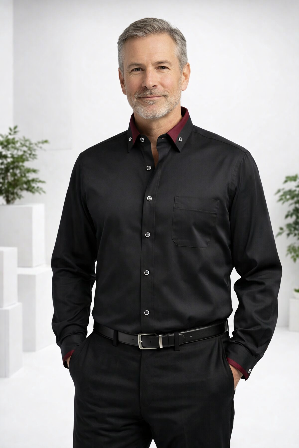 Slim Fit Herren Langarmhemd in klassischem Design. Perfekt für ein elegantes Business-Outfit.