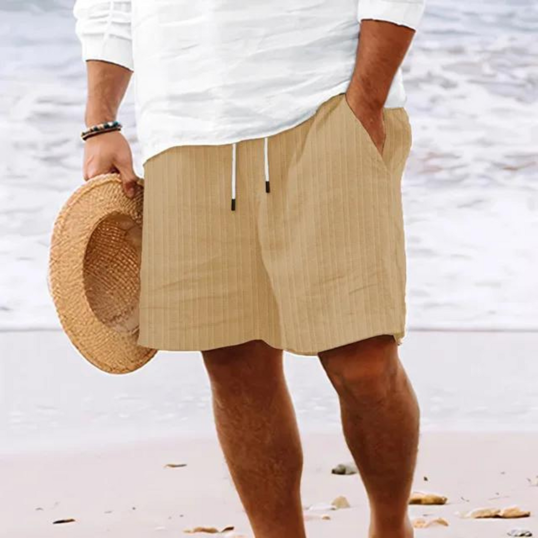 Herren Sommer Shorts in Blau mit elastischem Bund, bequem & stylisch für Freizeit und Outdoor.