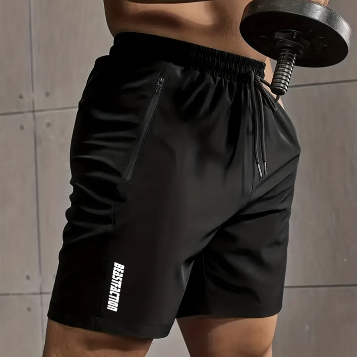Sommerliche Herren Sportshorts mit Reißverschlusstaschen, atmungsaktiv & komfortabel.