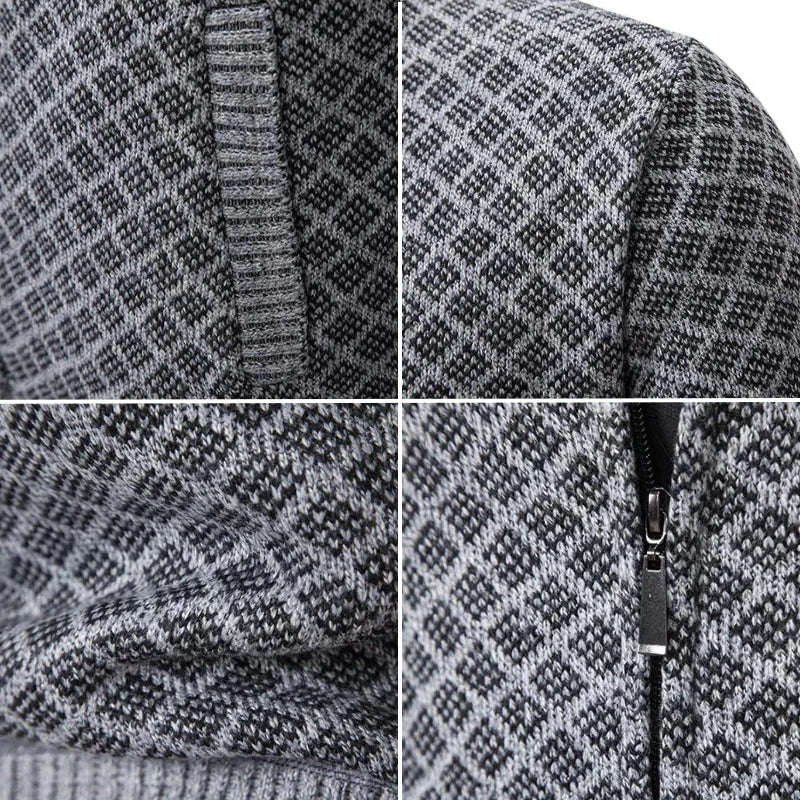 Moderne Herrenstrickjacke, Casual mit Reißverschluss & Stehkragen. Komfortabler RegularFit Herrenpullover.