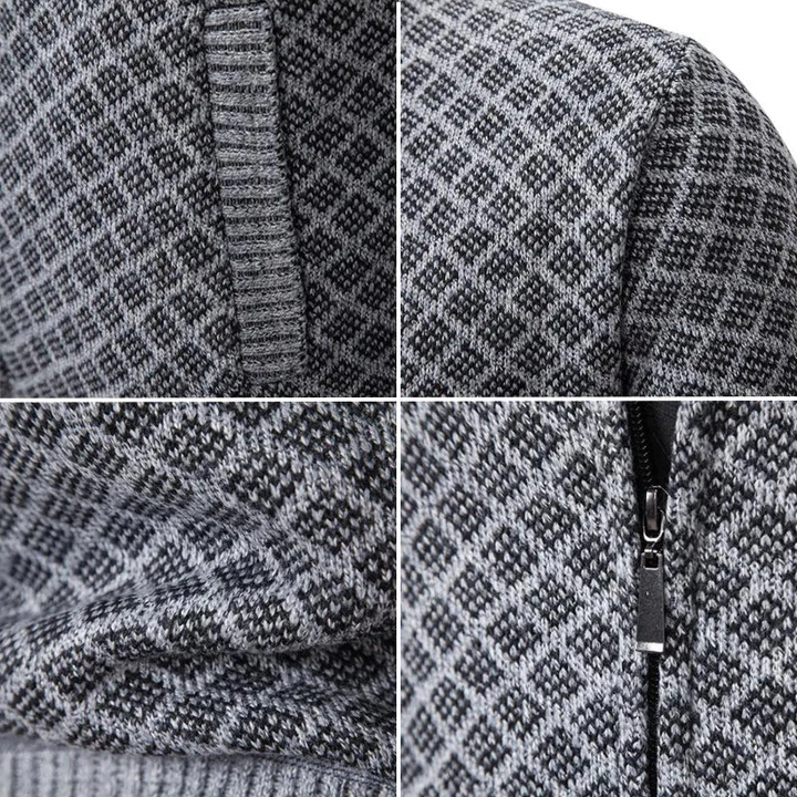 Moderne Herrenstrickjacke, Casual mit Reißverschluss & Stehkragen. Komfortabler RegularFit Herrenpullover.