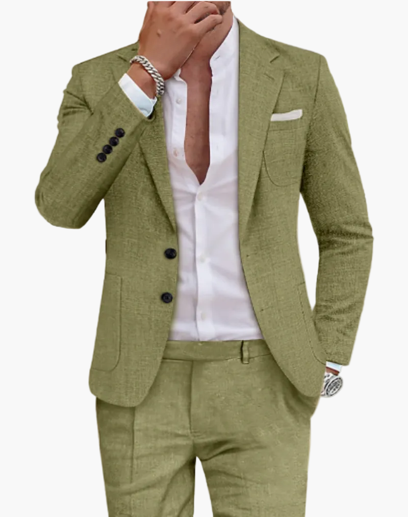 Grüner Herren Business Anzug Slim Fit, eleganter Zweiteiler für Büro & Fest.