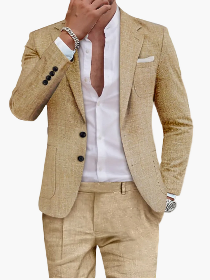 Eleganter grüner Slim Fit Anzug für Herren, zeitloser Zweiteiler, ideal für formelle Anlässe.