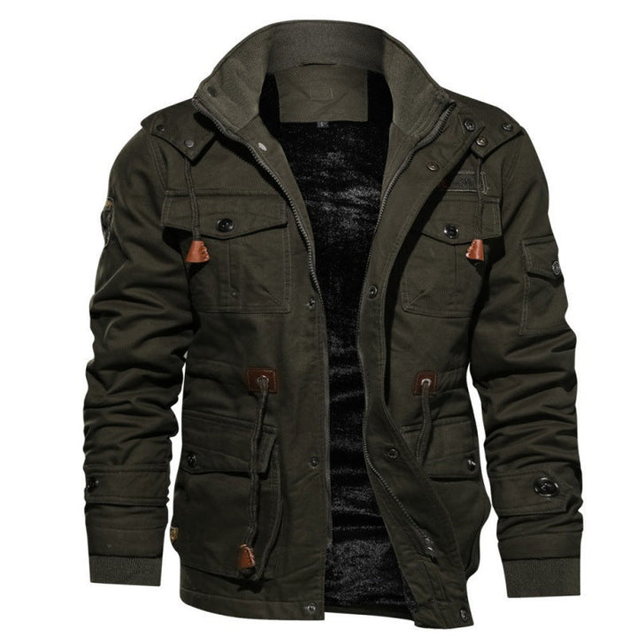 Warme Herren Winterjacke mit Stehkragen, winddicht, ideal für Outdoor-Aktivitäten & urbane Wintermode.