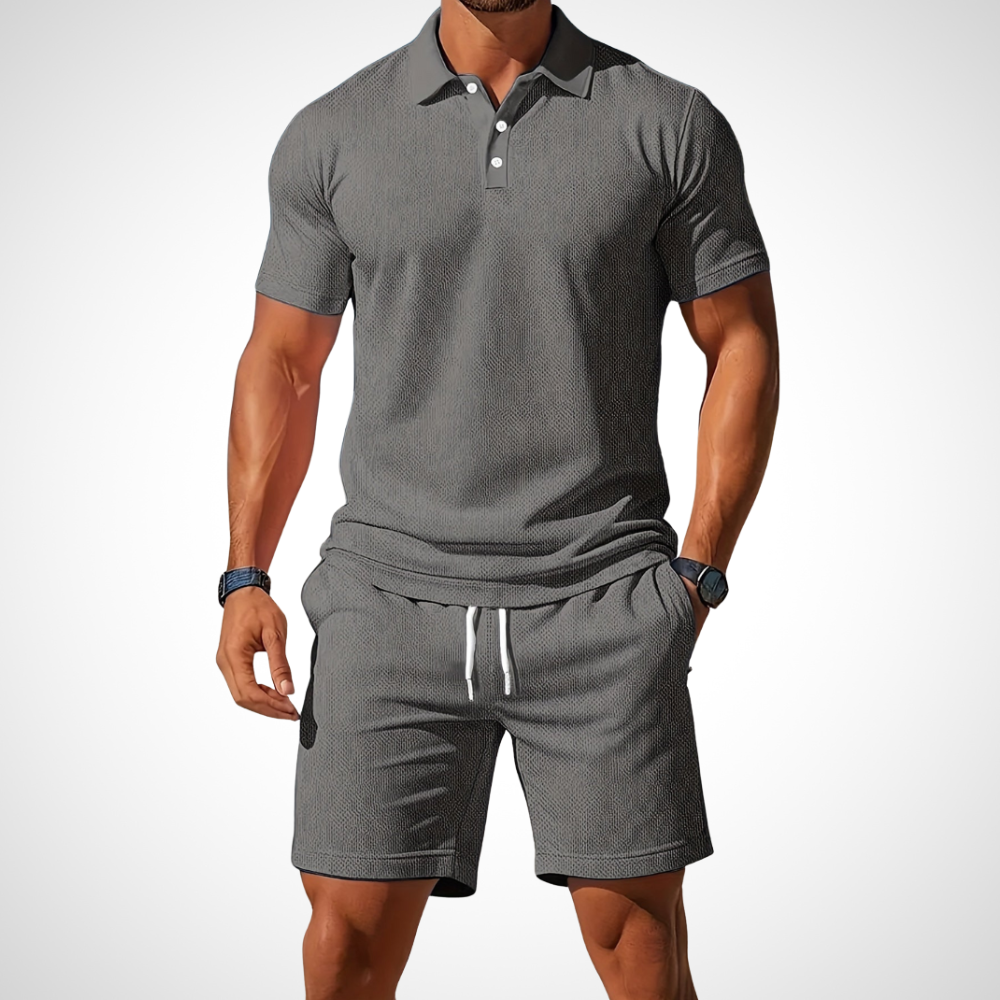 Aktuelles Herren Mode Poloshirt & Shorts Set "Enrico", trendiger Zweiteiler für Männer. Lässiges Sommer Set.