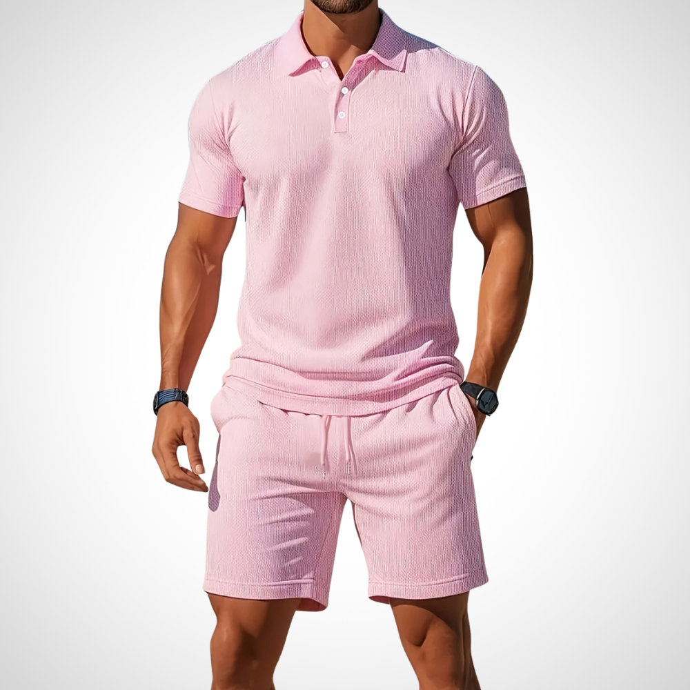 Komfortables & lässiges Herren Sommer Set "Enrico" mit Polo und Shorts für den Alltag. Stylischer Zweiteiler.