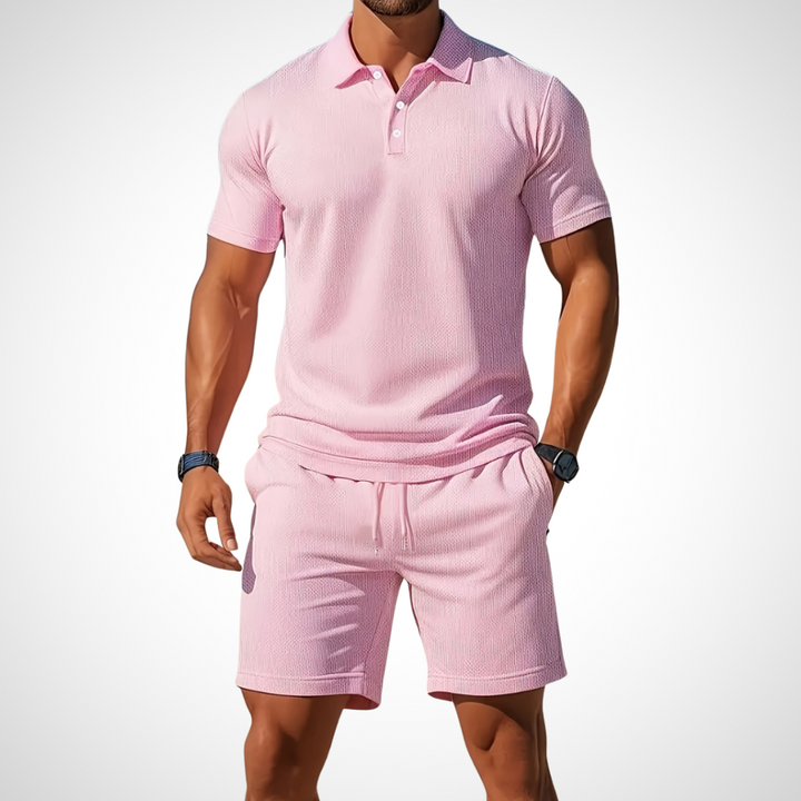 Komfortables & lässiges Herren Sommer Set "Enrico" mit Polo und Shorts für den Alltag. Stylischer Zweiteiler.