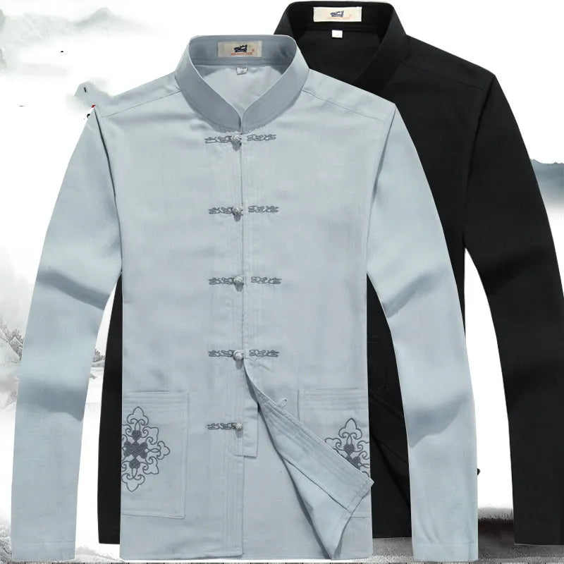 Herren Freizeit-Set im japanischen Stil mit Patch Design. Eleganter Zweiteiler für Männer Mode.