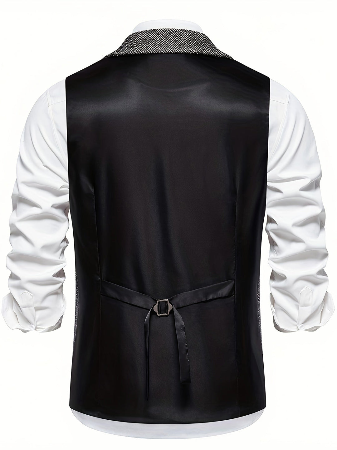 Zeitlose Herren-Baumwollweste mit Fischgrätenmuster und Reverskragen, perfekt für einen klassischen, gepflegten Look.
