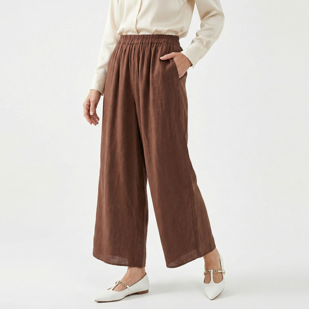 Stilvolle Leinenhose für Damen, gerades Bein, atmungsaktiv & perfekt für Freizeitlooks.