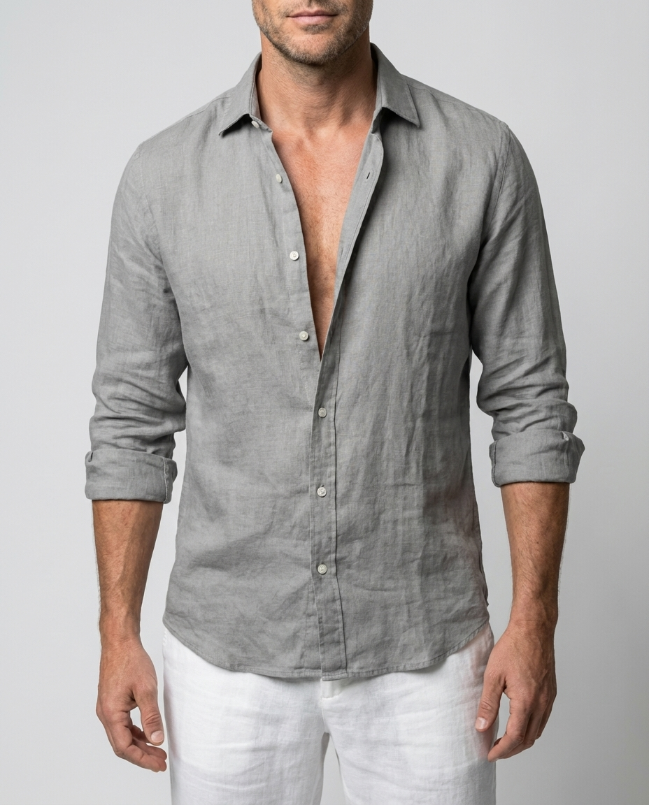 Herren Langarmhemd mit klassischem Kragen für Frühling & Sommer. Bequemes Freizeit-Shirt für Männer.