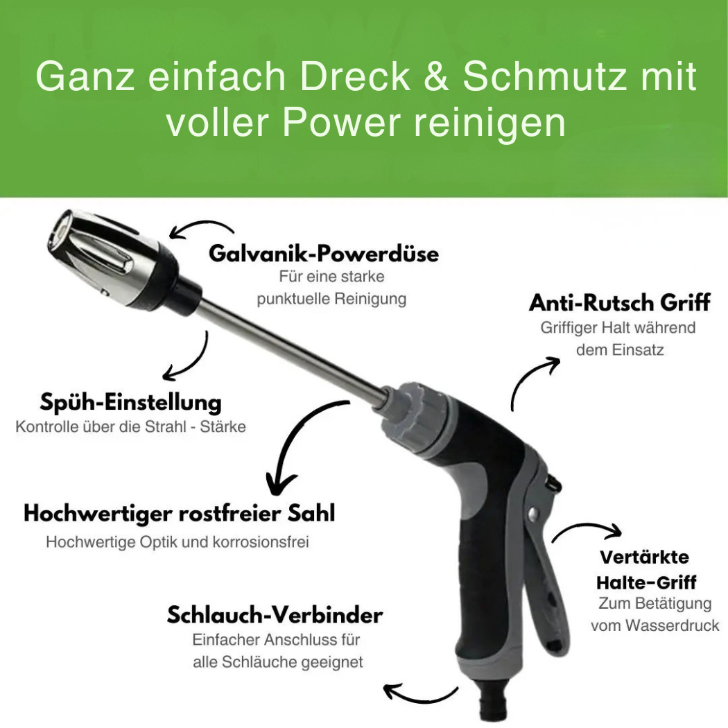 Hochdruckreiniger Aufsatz für kraftvolle Gartenreinigung; Gartenschlauch-Düse für Auto & Terrasse.