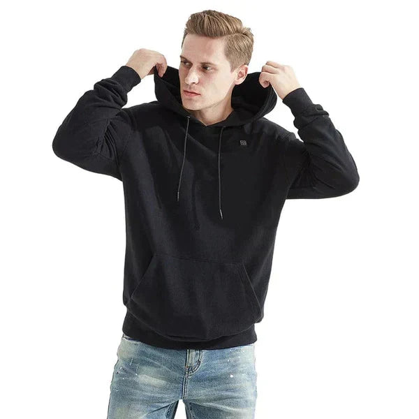 Moderner beheizter Kapuzenpullover, unisex, für kalte Tage. Perfekte beheizbare Kleidung für Outdoor & Alltag.