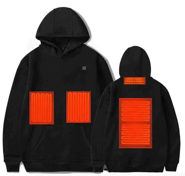Beheizter Unisex Hoodie ThermaHoodie in Grau für sofortige Wärme an kalten Wintertagen, ideal für Outdoor.