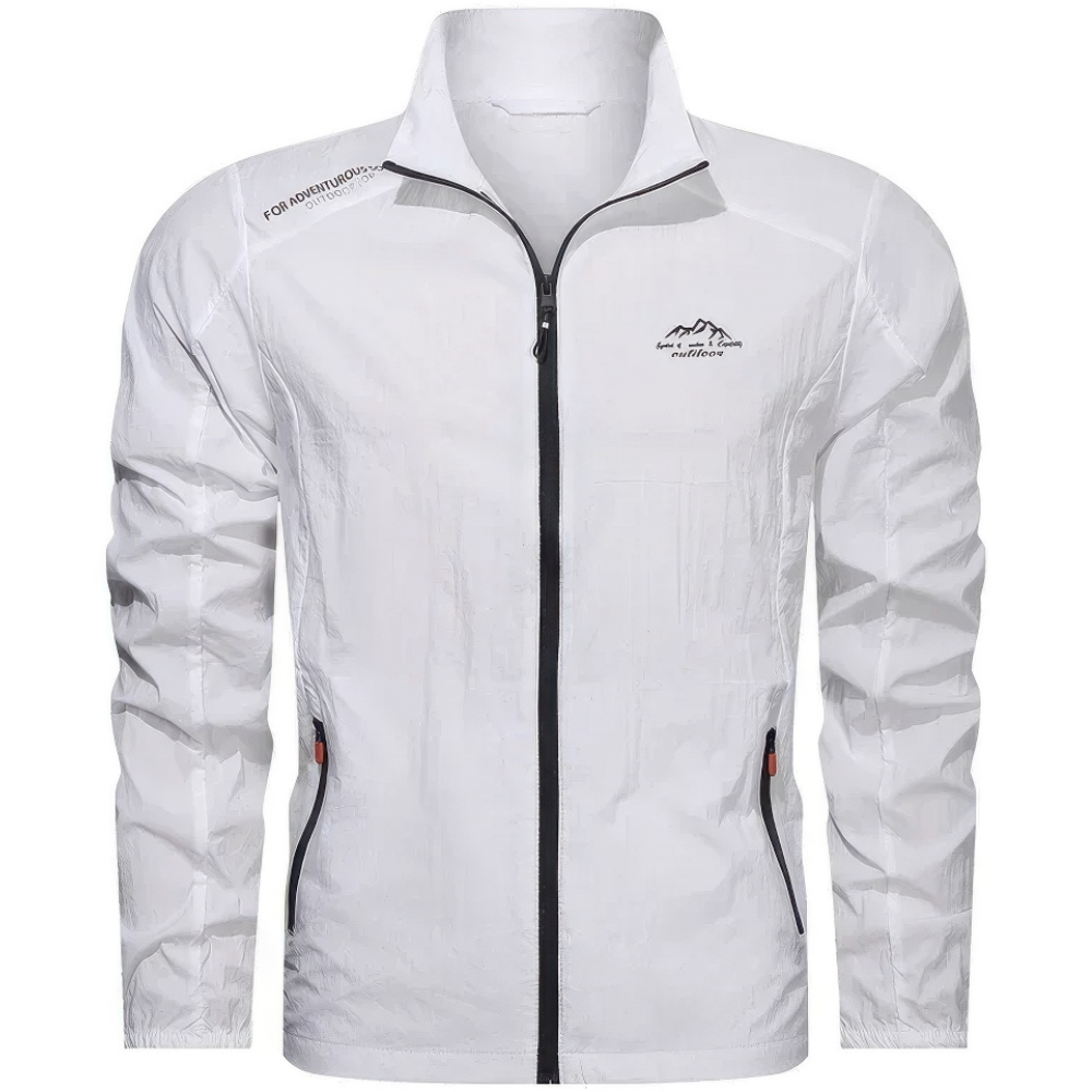 Nahaufnahme der Herren Windjacke Stormer mit robustem Reißverschluss. Leichtes, winddichtes Material für den Alltag.