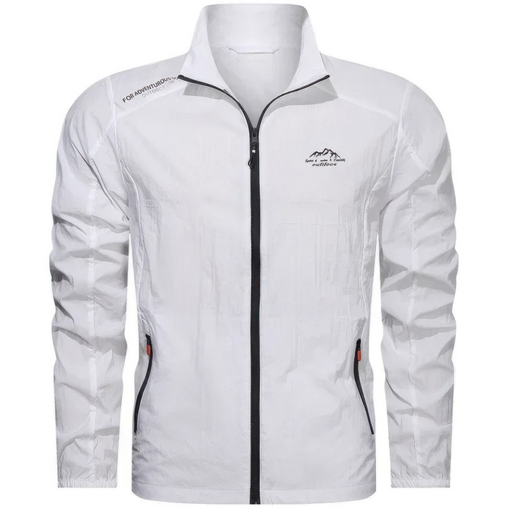 Nahaufnahme der Herren Windjacke Stormer mit robustem Reißverschluss. Leichtes, winddichtes Material für den Alltag.