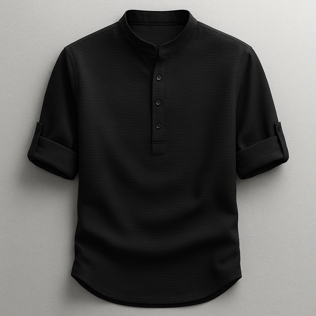 Vielseitiges Herren Henley Shirt mit variabler Ärmellänge, ideal für Freizeit & elegante Looks.
