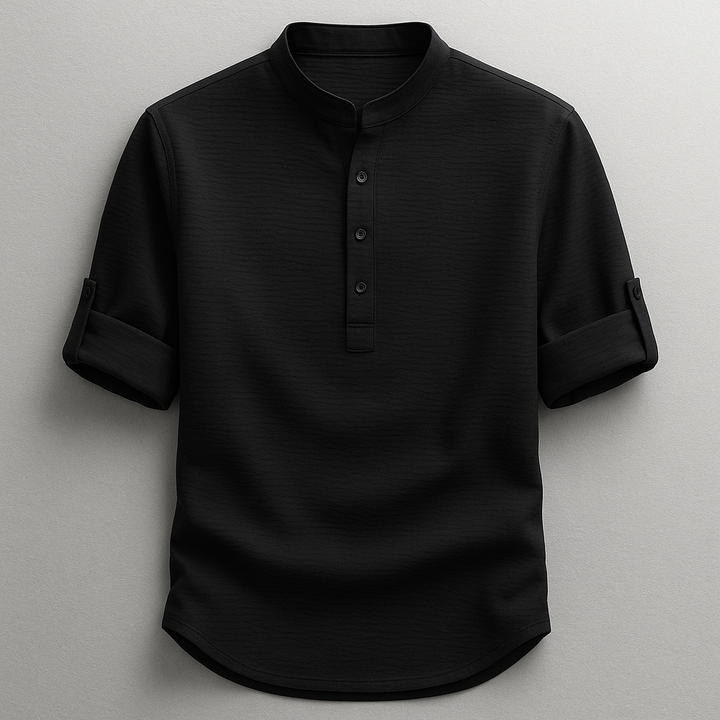 Vielseitiges Herren Henley Shirt mit variabler Ärmellänge, ideal für Freizeit & elegante Looks.