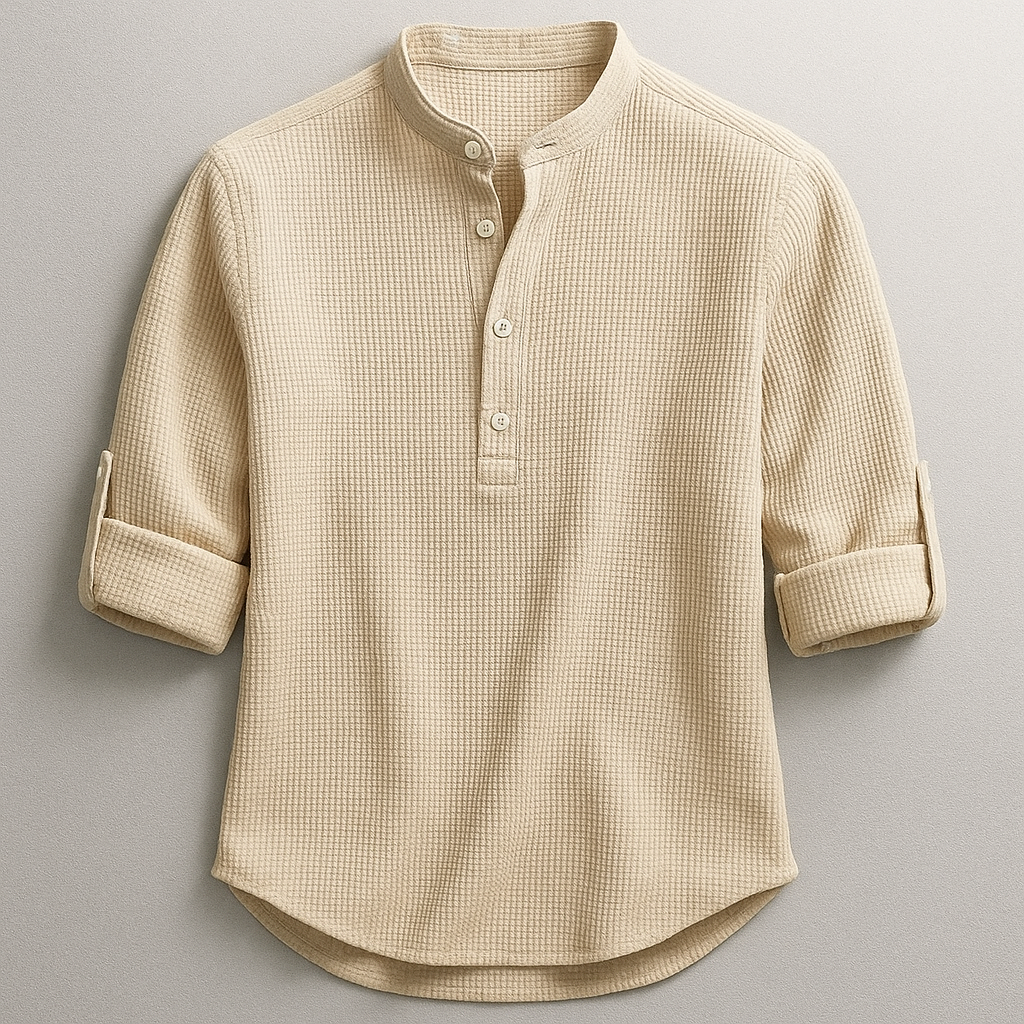 Basic Henley Shirt für Herren, langarm, perfekt für Frühling & Sommer, stilvolles Freizeit-Oberteil.
