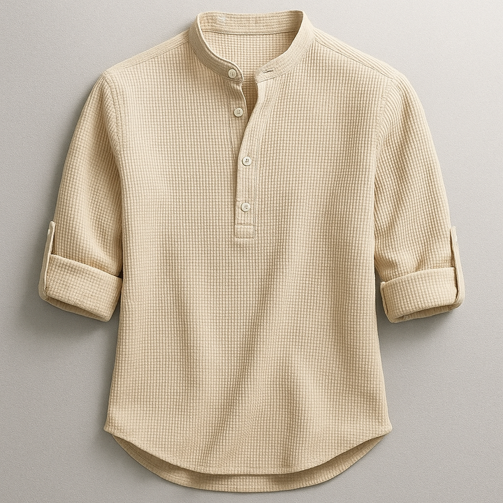 Basic Henley Shirt für Herren, langarm, perfekt für Frühling & Sommer, stilvolles Freizeit-Oberteil.
