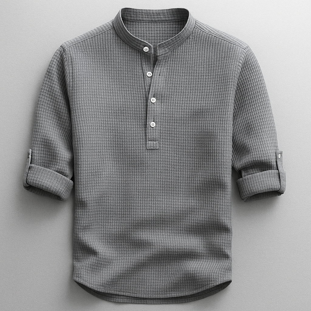 Stylisches Herren Henley Shirt mit Knopfleiste & variabler Ärmellänge; modisches Langarm-Oberteil.