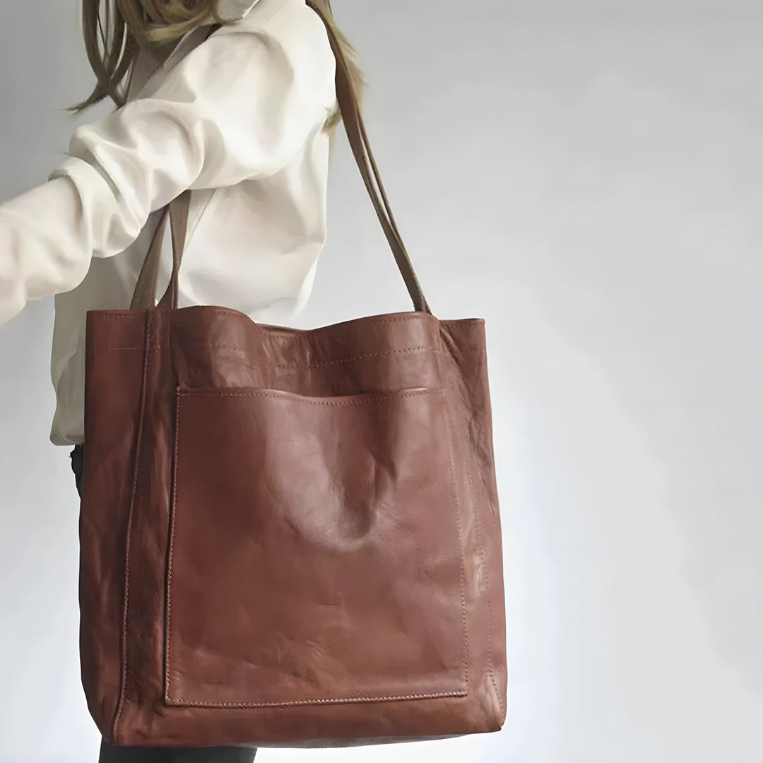 Dunkelbraune Damentasche Sophie, stilvolle Leder-Optik Umhängetasche für Damen. Business- und Freizeit-Tasche.