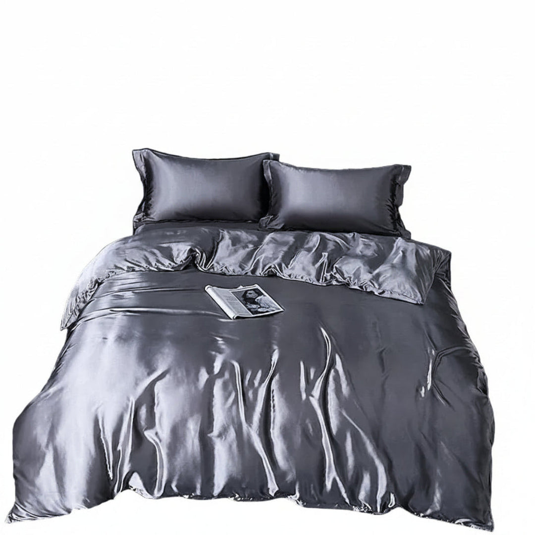 Einfarbiges, luxuriöses Amara Bettwäsche-Set für Doppelbett, modern & elegant, 4-teilig.