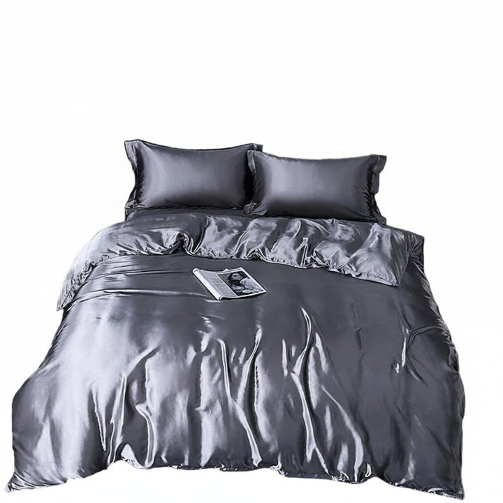 Einfarbiges, luxuriöses Amara Bettwäsche-Set für Doppelbett, modern & elegant, 4-teilig.