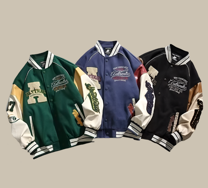 Herren Streetwear Baseball Jacke im Vintage-Look, bequeme Oversize-Passform, perfekt für einen lässigen Stil.