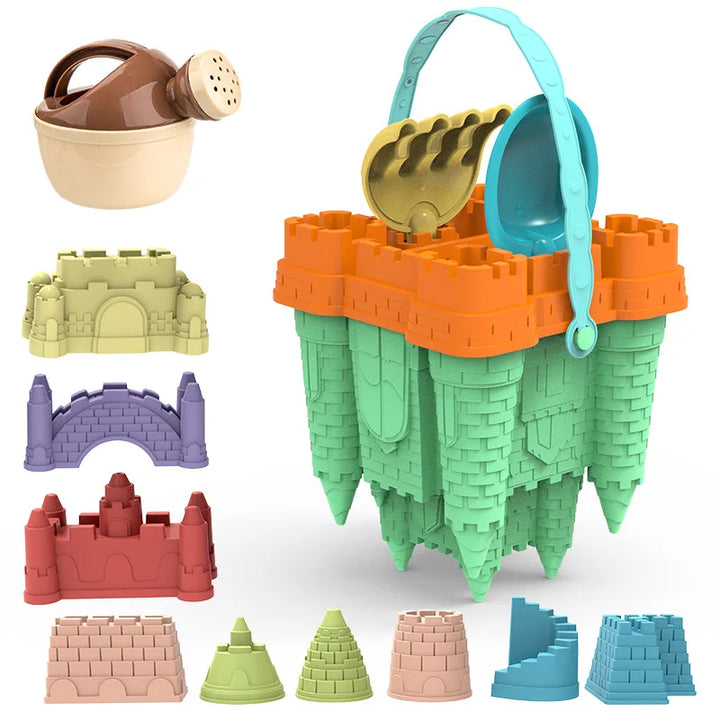 Umfassendes Kinder Sandspielzeug-Set mit großem Eimer, Schaufel & vielfältigen Sandformen für Strand & Garten.
