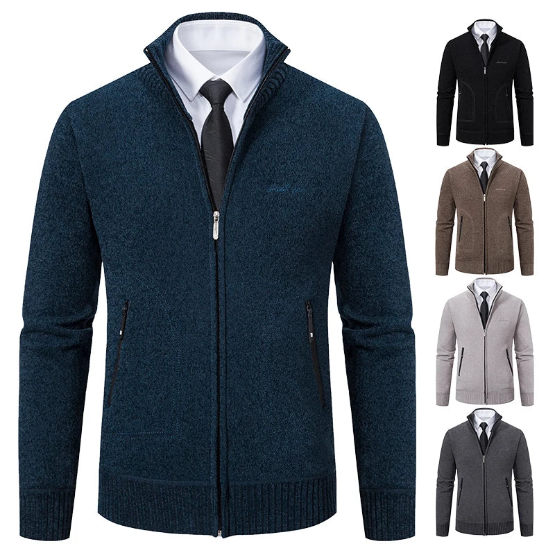 Hochwertiger Herren Cardigan Pullover in Grobstrick-Optik, bequem und wärmend für kühle Herbst- und Wintertage.