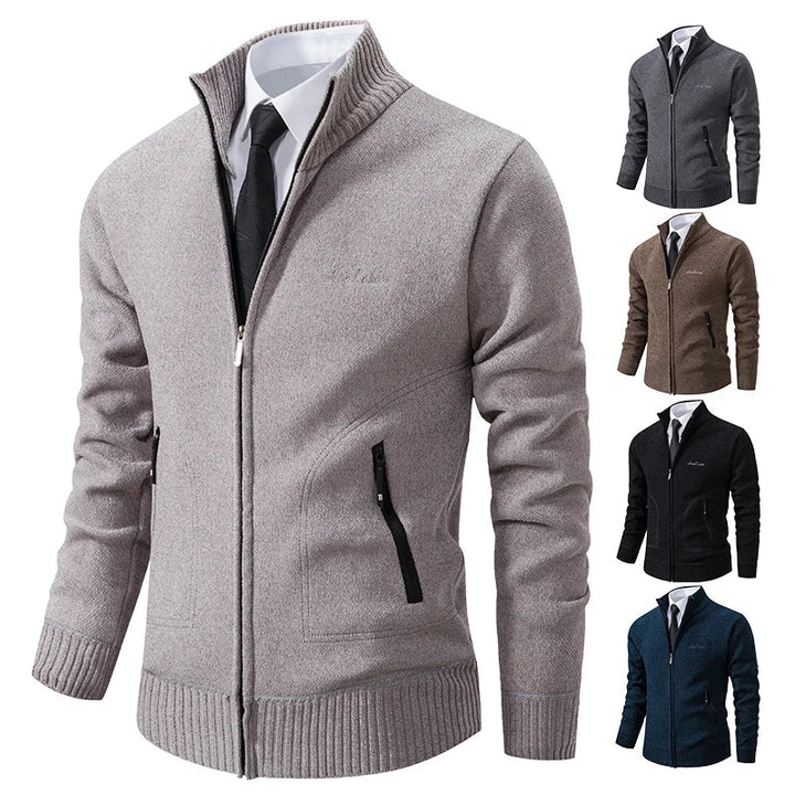 Moderner Herren Zipper Cardigan Pullover, warm und vielseitig, ein Must-have für stilvolle Wintermode.