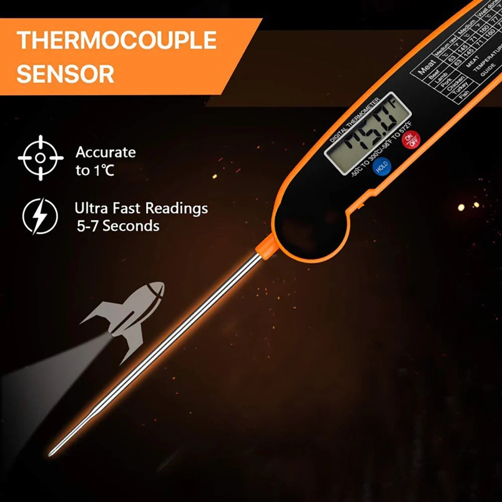 Kompaktes Klappthermometer, ideal für Küche & Grill; tragbar & leicht zu verstauen.