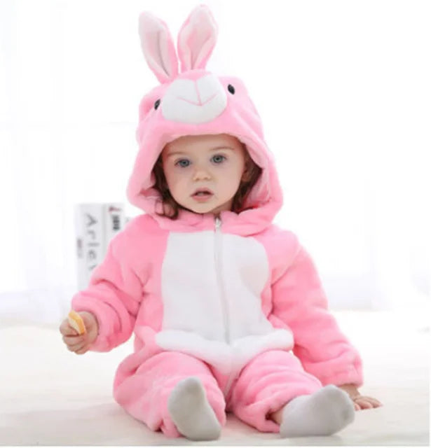 Süßer Flanell-Tier-Overall als Baby-Geschenk. Warmer Strampler & besondere Kinderkleidung für Neugeborene.