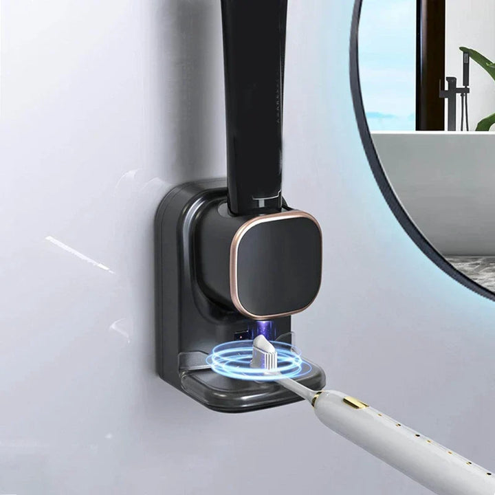 Automatischer Zahnpastaspender für ein hygienisches, kleckerfreies Badezimmer. Einfache Wandmontage.