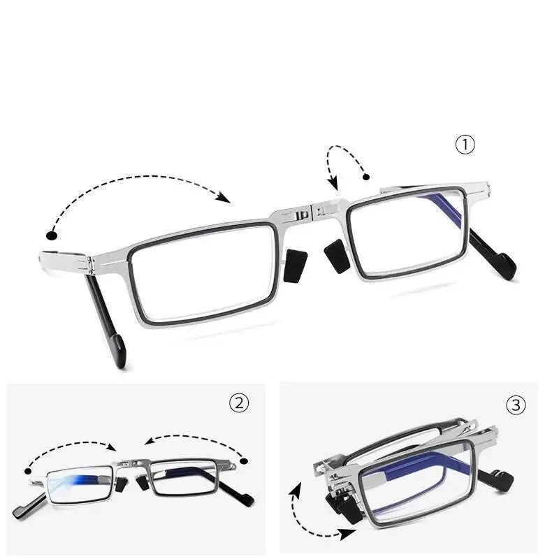 Faltbare Unisex-Lesebrille mit Blaulichtfilter und kompaktem Design, schützt Augen beim Lesen & Arbeiten.