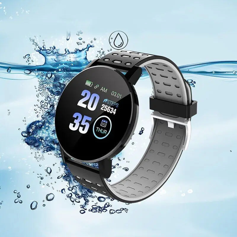 GPS-Kinderuhr in Schwarz mit Telefonfunktion und SOS-Taste, bietet Sicherheit und Ortung für Schulkinder.