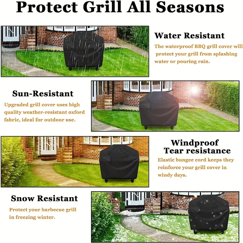 Premium Schutzhülle für Grills; schwarze, wetterfeste Abdeckung mit Kordelzug für optimalen Halt.