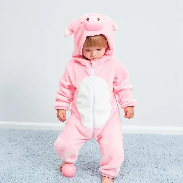 Hochwertiger Baby-Strampler aus weichem Flanell. Kuscheliger Tier-Overall für maximalen Komfort und Wärme.