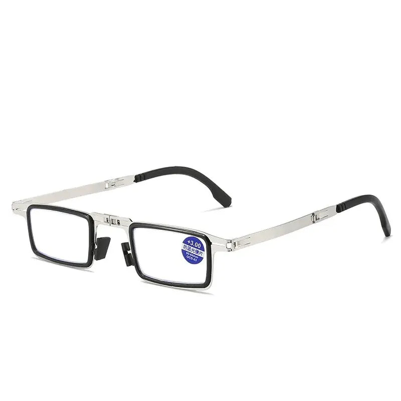 Faltbare Unisex-Lesebrille mit Blaulichtfilter, bietet Augenpflege und Schutz beim Lesen auf digitalen Geräten.